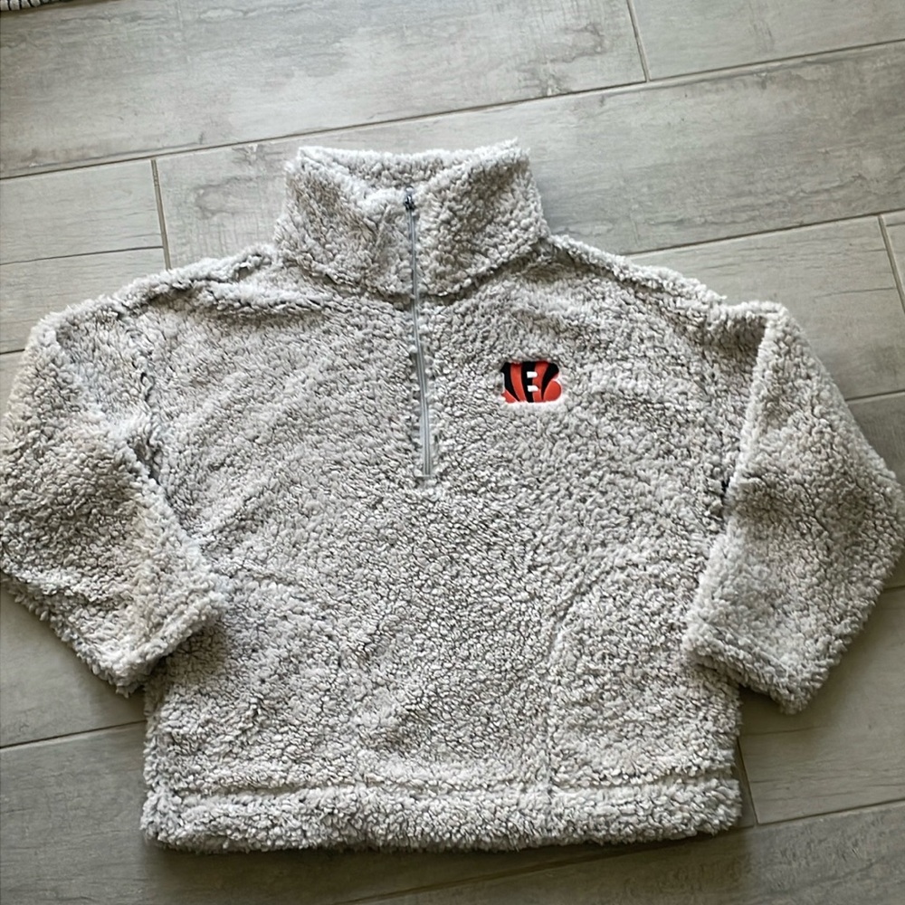 Cincinnati Bengals NFL APPAREL SHERPA PULL OVER JACKET Womens Medium